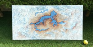 Óleo, acrílico, arena y masilla sobre lienzo. 120x60 cm